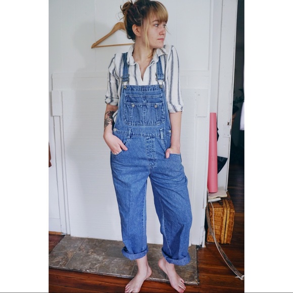 oversized denim overalls